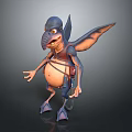 Fantasy Winged Humanoid Game Character With Large Nose Leather Armor And Tail