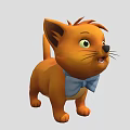 Cute 3D Animated Orange Cat Character Wearing Blue Bow Tie 3d model