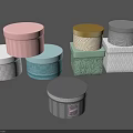 Colorful Decorative Boxes with Round Square Shapes Striped Leaf Patterns Stacked