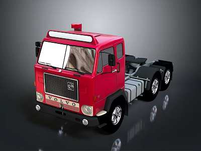 Stylish Red Volvo Truck Cab With Classic Front Design And Reflective Surface 3d model