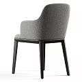 Comfortable Modern Leisure Chair In Gray Fabric With Black Wooden Legs And Armrest