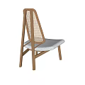 Modern Wooden Frame Single Chair With Woven Backrest And Comfortable Padded Seat