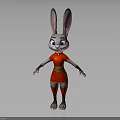 Cartoon Rabbit Character With Long Ears Red Chinese Style Outfit White Paws And Friendly Expression