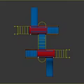 Colorful Playground Equipment With Red Roof Yellow Railings Blue Slide Spiral Structure And Steps