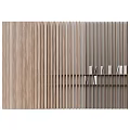 Modern Wooden Bookshelf With Vertical Slats Light Dark Wood Tones And Books