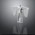 White Traditional Chinese Robe with Wide Sleeves and Flowing Long Skirt Elegant Design