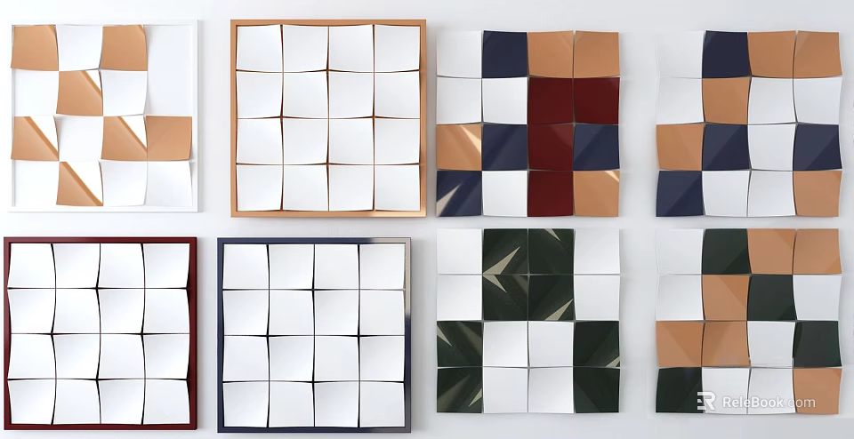 Colorful Square Collage Wall Art With Grid Pattern And Various Colors 3d model