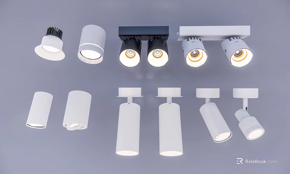 Various Styles of Downlights and Spotlights for Modern Ceiling Lighting Fixtures 3d model 