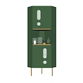Green Storage Cabinet with Transparent Door Panels Open Shelf for Decorative Items and Home Organization