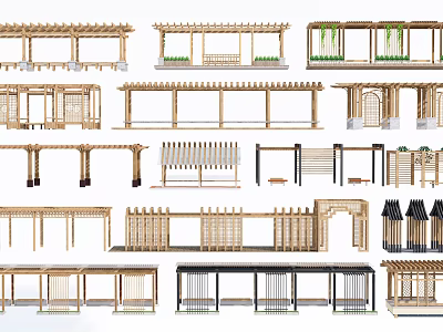 Various Wooden Pergola Designs And Structures For Outdoor Garden Spaces 3d model