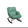 Light Green Leather Leisure Rocking Chair With Black Metal Rocking Legs And Comfortable Design
