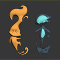 Cute 3D Cartoon Game And Movie Characters Orange Flame And Blue Water Drop Shapes