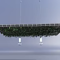 Hanging Grid Lighting Combination With Green Vines And Transparent Light Bulbs 3d model
