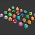 Colorful Easter Egg Decorative Ornament Set With Various Patterns And Vibrant Designs 3d model