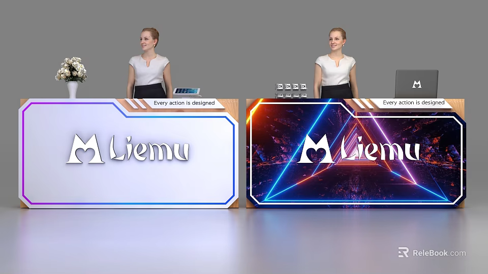 Modern Liemu Reception Desk With LED Lighting Digital Display And Elegant Design 3d model 