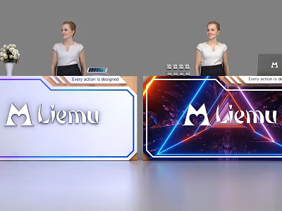 Modern Liemu Reception Desk With LED Lighting Digital Display And Elegant Design 3d model