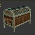 Ancient Egyptian Decorated Chest With Painted Scenes Hieroglyphics Curved Lid And Legs