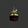 Wooden Boat Featuring Yellow Red Hull Cabin Deck With Railing Lifebuoy And Number 42312