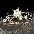 Sparkling Star Shaped Art Installation With Curved Structures And Small Lights 3d model