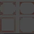 Traditional Chinese Decorative Line Frame Designs With Intricate Patterns 3d model