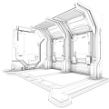 Modern sci-fi wall panel corridor component 3d model