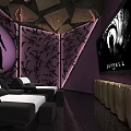 Modern SPA Sauna Room With Massage Chairs Purple Lighting And Silhouette Decor