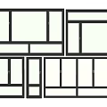 Various Modern Window Designs With Glass Panels And Black Frames 3d model