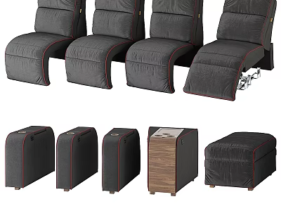 Comfortable Modern Single Sofa Upholstered with Recline Function Matching Ottoman and Side Table 3d model