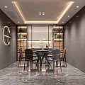 Modern Elegant Living Dining Room Interior With Grey Sofa Coffee Table TV Wall And Lighting