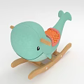 Building Blocks Whale Shaped Rocking Chair With Light Green Body Wooden Legs And Orange Cushion