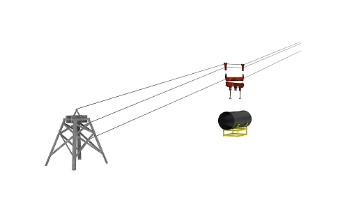 Mountain pipeline repair material carrying ropeway industrial animation 3d model