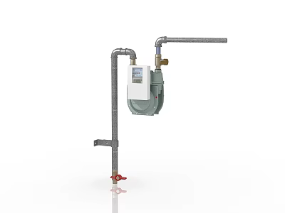 Modern Home Kitchen Appliance With Digital Display And Pipe Installation 3d model