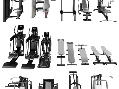 High Quality Home Gym Sports Equipment Including Treadmills Exercise Benches And Dumbbells 3d model