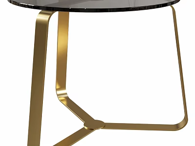 Modern Functional Table With Gold Metal Frame And Round Glass Top Design 3d model