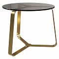 Modern Functional Table With Gold Metal Frame And Round Glass Top Design