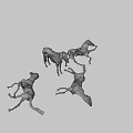 Artistic Metal Horse Sculptures Standing And Lying Down