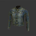 Stylish Blue Denim Jacket with Classic Collar Button Front and Long Sleeves 3d model