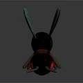 Detailed 3D Ant Model With Red Eyes And Green Wings On Dark Background