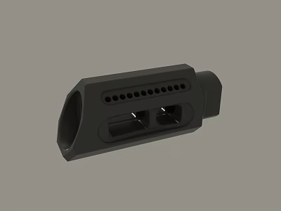 Black Industrial Component With Dual Openings And Functional Holes Design 3d model