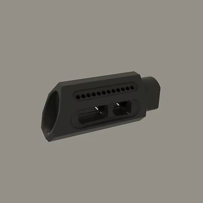 Black Industrial Component With Dual Openings And Functional Holes Design 3d model