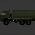 Green KAMAZ Truck With Canvas Covered Cargo Bed And Off Road Tires