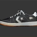 Dark Blue And White Low Top Sneakers With Star Logo Orange Rubber Sole Casual Design
