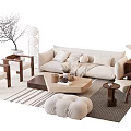 Quiet sofa tea table combination 3d model