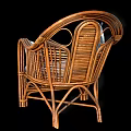 Comfortable Woven Rattan Leisure Chair With Gray Pillow And Plaid Seat Cushion