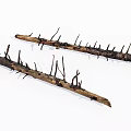 Natural Stone Wood Branches With Sharp Thorns And Rough Texture 3d model