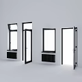 Black Framed Doors And Windows In Various Open Closed Styles With Radiators For Interior Use 3d model