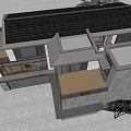 Modern Townhouse Exterior Design With Large Glass Windows Balconies And Stone Facade