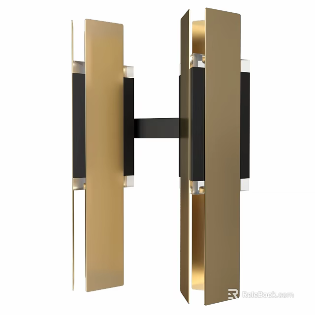 Modern Gold And Black Metal Wall Sconce With Geometric Design For Interior Wall Decor 3d model 