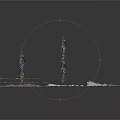 Decorative Scene Elements With Silver Sequins Purple Sticks White Strips And Scattered Particles