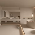 Modern Bathroom Interior Design With Freestanding Bathtub Double Vanity Large Mirror And Soft Lighting